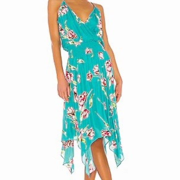 Parker Dresses & Skirts - Parker Nolen Dress Womens S Teal Floral Sleeveless V-Neck Midi Smocked